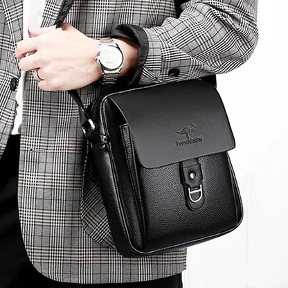 Men's Business PU Leather Shoulder Crossbody Travel Casual Sling Long Strap Messenger Pack Hanging Bag For Male