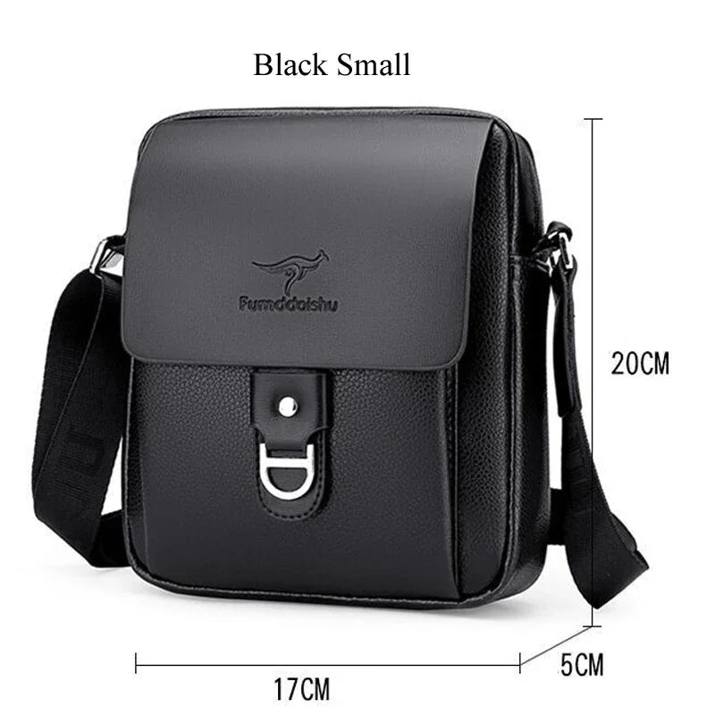 Men's Business PU Leather Shoulder Crossbody Travel Casual Sling Long Strap Messenger Pack Hanging Bag For Male