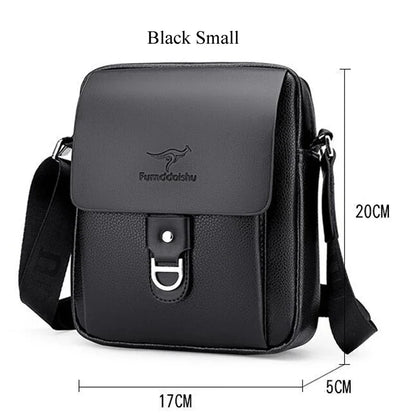 Men's Business PU Leather Shoulder Crossbody Travel Casual Sling Long Strap Messenger Pack Hanging Bag For Male
