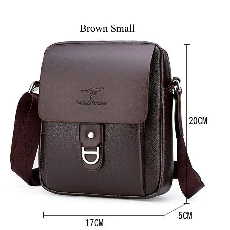 Men's Business PU Leather Shoulder Crossbody Travel Casual Sling Long Strap Messenger Pack Hanging Bag For Male