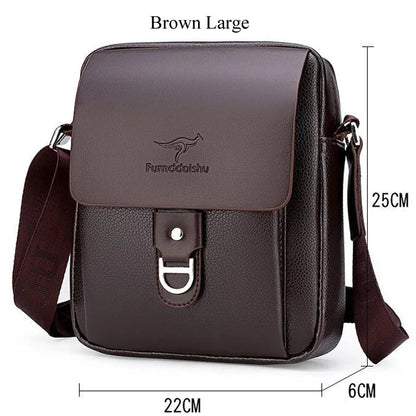 Men's Business PU Leather Shoulder Crossbody Travel Casual Sling Long Strap Messenger Pack Hanging Bag For Male