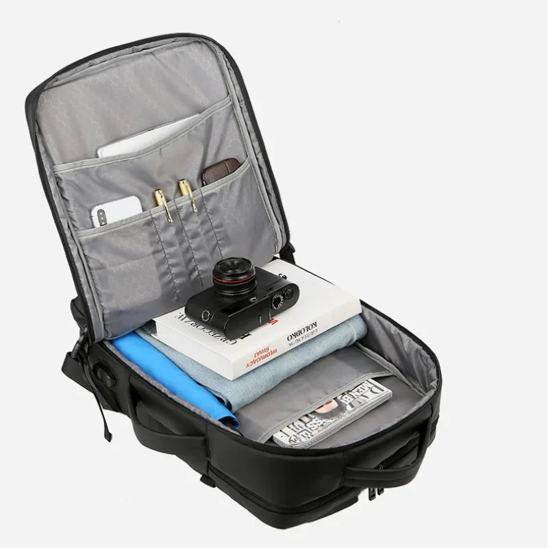 Men's Business Simple Large Capacity Short-distance Travel Backpack Leisure Fashion Computer Bag Portable USB Handbag