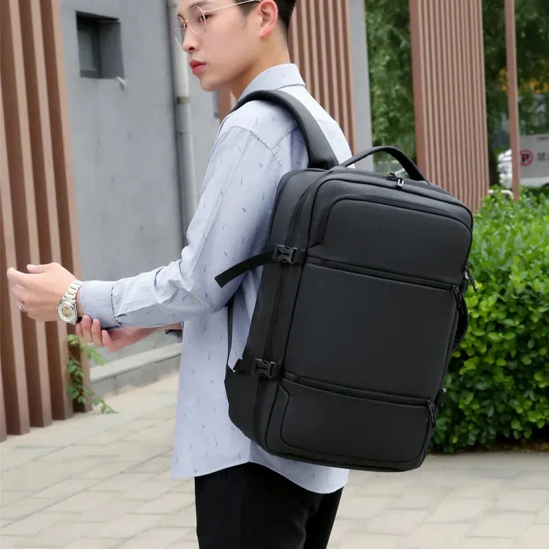 Men's Business Simple Large Capacity Short-distance Travel Backpack Leisure Fashion Computer Bag Portable USB Handbag