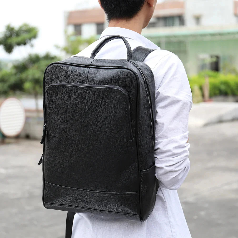 Men's Business Travel Backpack Genuine Leather 15 Inch Laptop Bag Teenagers School Back Pack Executive Notebook Mochila