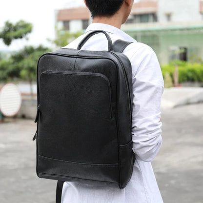 Men's Business Travel Backpack Genuine Leather 15 Inch Laptop Bag Teenagers School Back Pack Executive Notebook Mochila