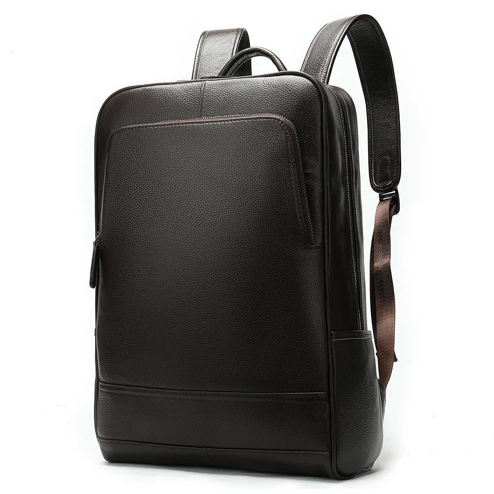 Men's Business Travel Backpack Genuine Leather 15 Inch Laptop Bag Teenagers School Back Pack Executive Notebook Mochila