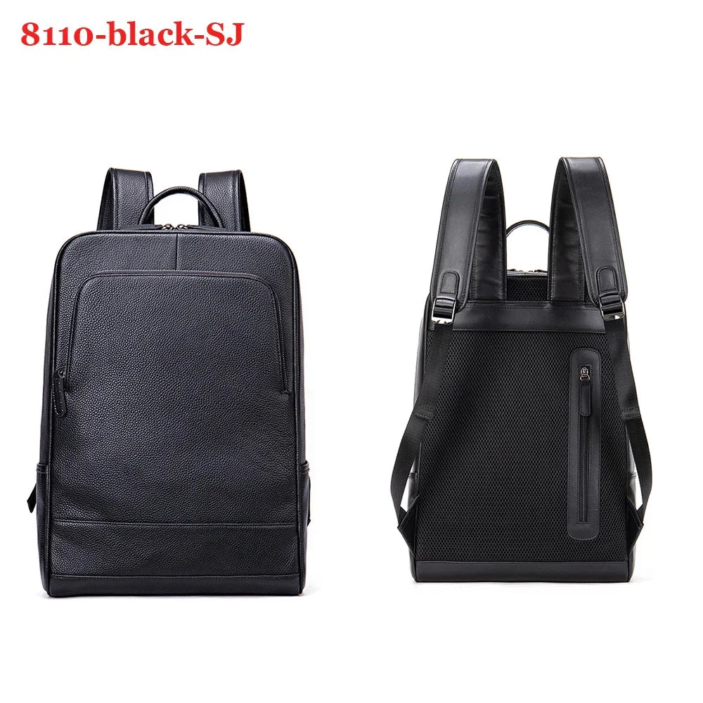 Men's Business Travel Backpack Genuine Leather 15 Inch Laptop Bag Teenagers School Back Pack Executive Notebook Mochila