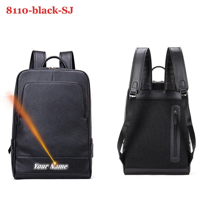 Men's Business Travel Backpack Genuine Leather 15 Inch Laptop Bag Teenagers School Back Pack Executive Notebook Mochila