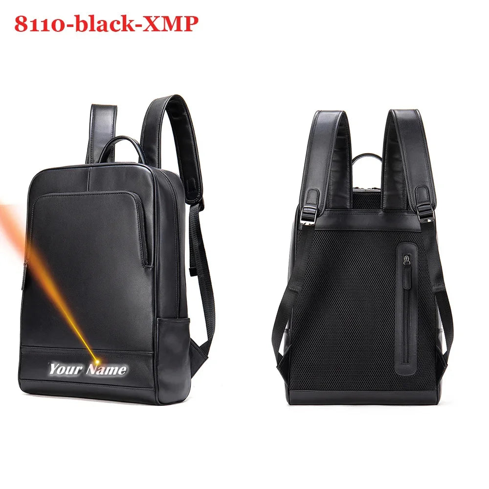 Men's Business Travel Backpack Genuine Leather 15 Inch Laptop Bag Teenagers School Back Pack Executive Notebook Mochila