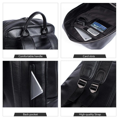 Men's Business Travel Backpack Genuine Leather 15 Inch Laptop Bag Teenagers School Back Pack Executive Notebook Mochila