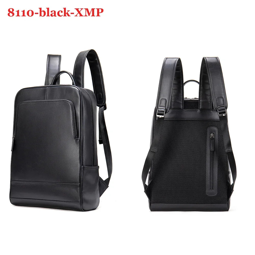 Men's Business Travel Backpack Genuine Leather 15 Inch Laptop Bag Teenagers School Back Pack Executive Notebook Mochila