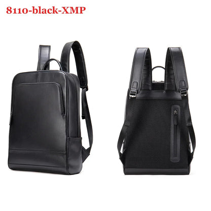 Men's Business Travel Backpack Genuine Leather 15 Inch Laptop Bag Teenagers School Back Pack Executive Notebook Mochila