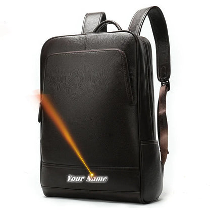 Men's Business Travel Backpack Genuine Leather 15 Inch Laptop Bag Teenagers School Back Pack Executive Notebook Mochila