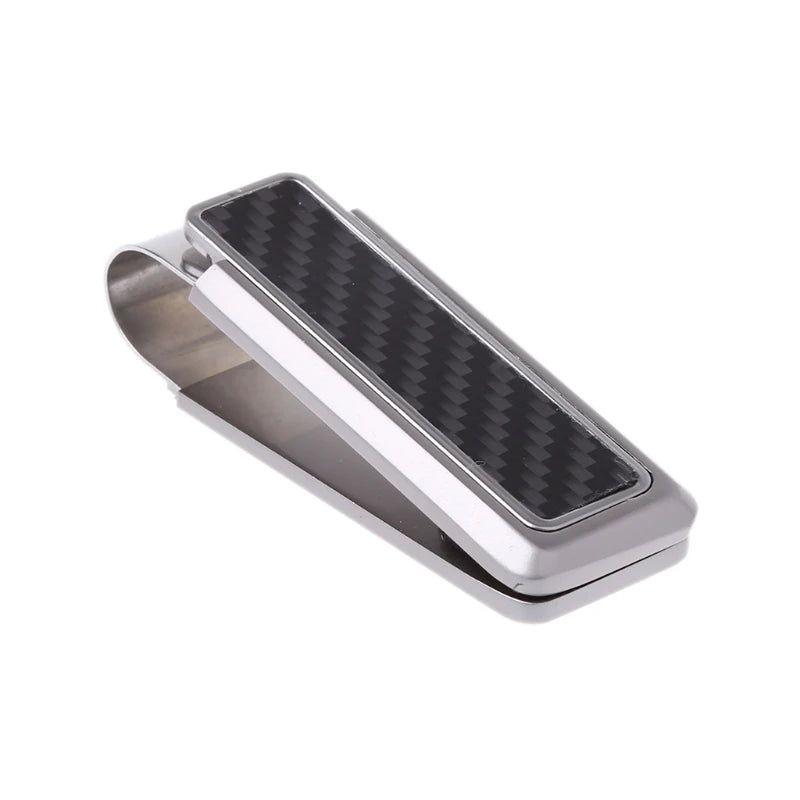 Men's Business Wallet Stainless Steel Carbon Fiber Money Clip Credit Card Holder