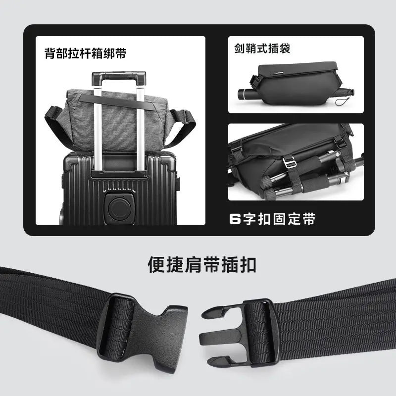 Men's Camera Crossbody Bag Waterproof Ipad Multifunctional Chest Bag Men's Personal Shoulder Bag Stand Messenger Bags