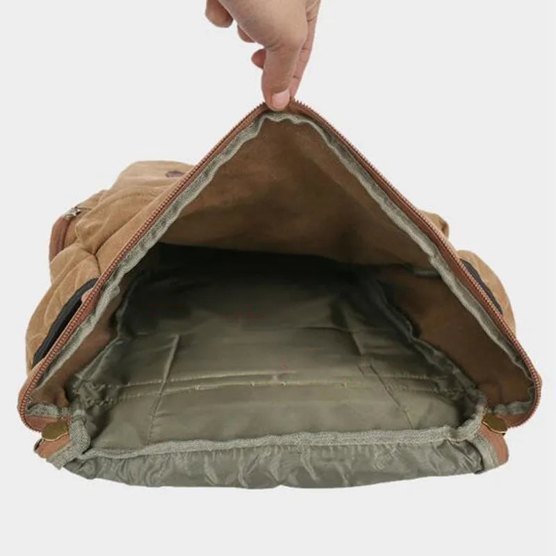 Men's Canvas Backpack Vintage School Bag High Quality Men's Travel Bags Large Capacity Knapsack Laptop Rucksack
