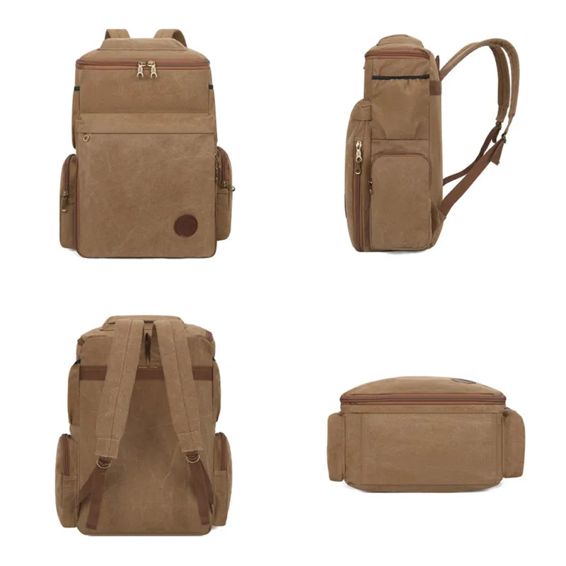 Men's Canvas Backpack Vintage School Bag High Quality Men's Travel Bags Large Capacity Knapsack Laptop Rucksack