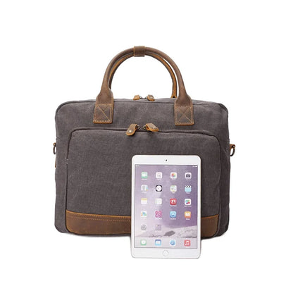 Men's Canvas Bag Crazy Horse Skin Handbag Single Shoulder Leisure Business Bag Messenger Bag