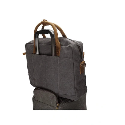 Men's Canvas Bag Crazy Horse Skin Handbag Single Shoulder Leisure Business Bag Messenger Bag