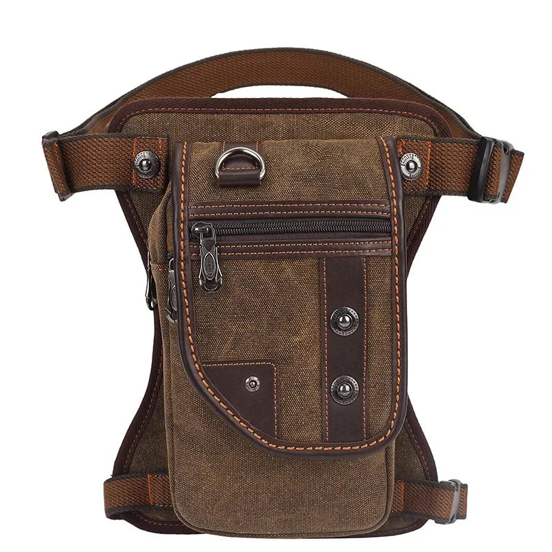 Men's Canvas Drop Leg Waist Thigh Fanny Pack Belt Travel Messenger Shoulder Male Multi-purpose Motorcycle Bags