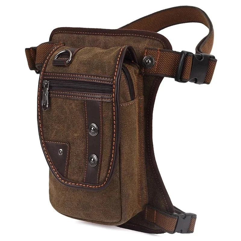 Men's Canvas Drop Leg Waist Thigh Fanny Pack Belt Travel Messenger Shoulder Male Multi-purpose Motorcycle Bags