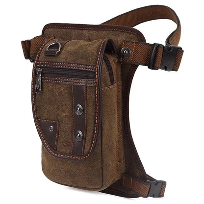 Men's Canvas Drop Leg Waist Thigh Fanny Pack Belt Travel Messenger Shoulder Male Multi-purpose Motorcycle Bags