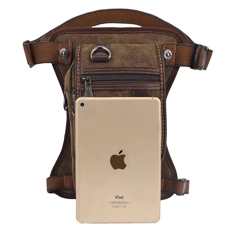 Men's Canvas Drop Leg Waist Thigh Fanny Pack Belt Travel Messenger Shoulder Male Multi-purpose Motorcycle Bags
