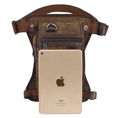 Men's Canvas Drop Leg Waist Thigh Fanny Pack Belt Travel Messenger Shoulder Male Multi-purpose Motorcycle Bags