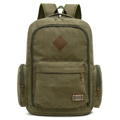 Men's Canvas Fashion Backpack Retro Casual Schoolbag Top-handle Multi Pocket And Large Capacity Outdoor Travel Backpack Tote Bag