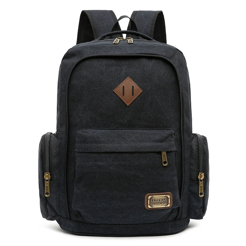 Men's Canvas Fashion Backpack Retro Casual Schoolbag Top-handle Multi Pocket And Large Capacity Outdoor Travel Backpack Tote Bag