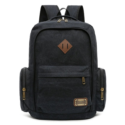 Men's Canvas Fashion Backpack Retro Casual Schoolbag Top-handle Multi Pocket And Large Capacity Outdoor Travel Backpack Tote Bag