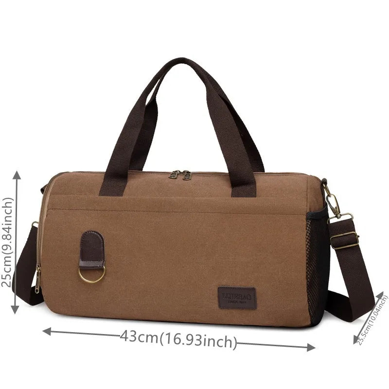 Men's Canvas Fashion Handbags High Quality Top-handle Casual Crossbody Bag Multi-function Man Large-capacity Travel Shoulder Bag
