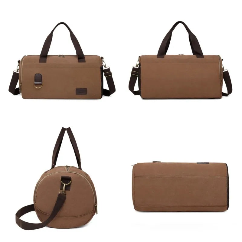 Men's Canvas Fashion Handbags High Quality Top-handle Casual Crossbody Bag Multi-function Man Large-capacity Travel Shoulder Bag