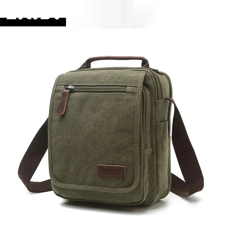 Men's Canvas Messenger Bags Large Capacity Crossbody Bag Multifunction Vintage Travel Outdoor Shoulder Sling Bag