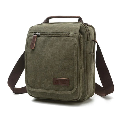 Men's Canvas Messenger Bags Large Capacity Crossbody Bag Multifunction Vintage Travel Outdoor Shoulder Sling Bag