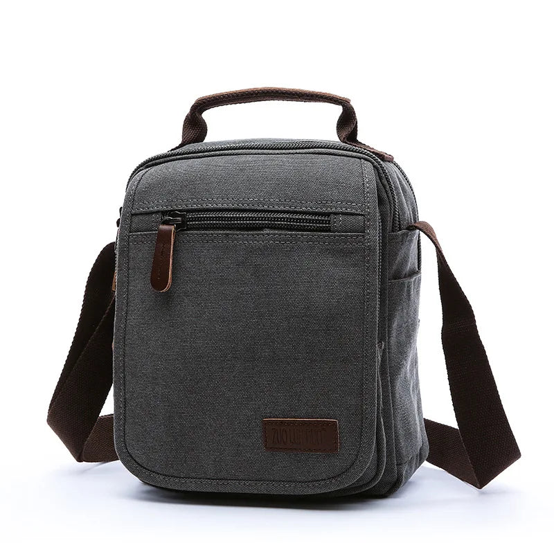 Men's Canvas Messenger Bags Large Capacity Crossbody Bag Multifunction Vintage Travel Outdoor Shoulder Sling Bag