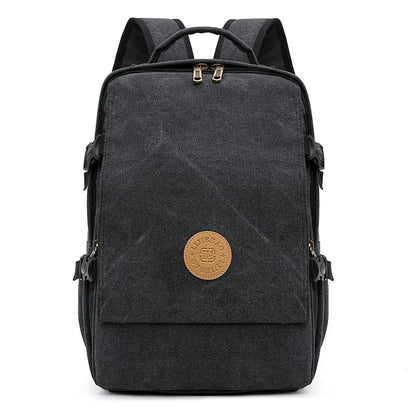 Men's Canvas Multi-Function Retro Backpack Shoulder Bag Multi Pocket And Large Capacity Men Travel Bagpack Trend School Backpack