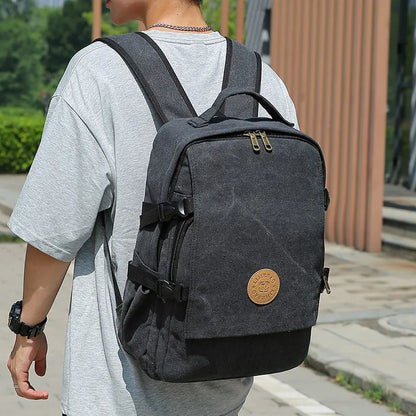 Men's Canvas Multi-Function Retro Backpack Shoulder Bag Multi Pocket And Large Capacity Men Travel Bagpack Trend School Backpack