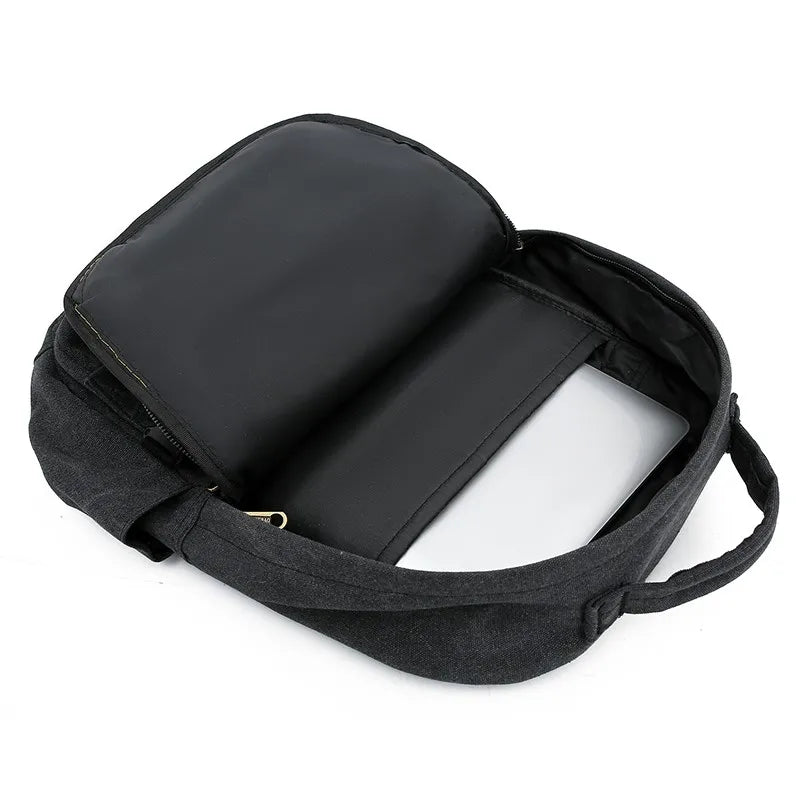 Men's Canvas Multi-Function Retro Backpack Shoulder Bag Multi Pocket And Large Capacity Men Travel Bagpack Trend School Backpack