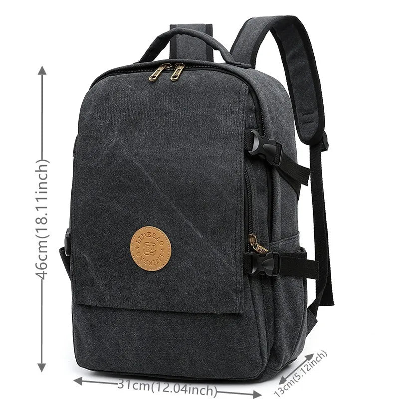 Men's Canvas Multi-Function Retro Backpack Shoulder Bag Multi Pocket And Large Capacity Men Travel Bagpack Trend School Backpack