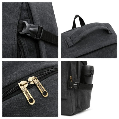 Men's Canvas Multi-Function Retro Backpack Shoulder Bag Multi Pocket And Large Capacity Men Travel Bagpack Trend School Backpack