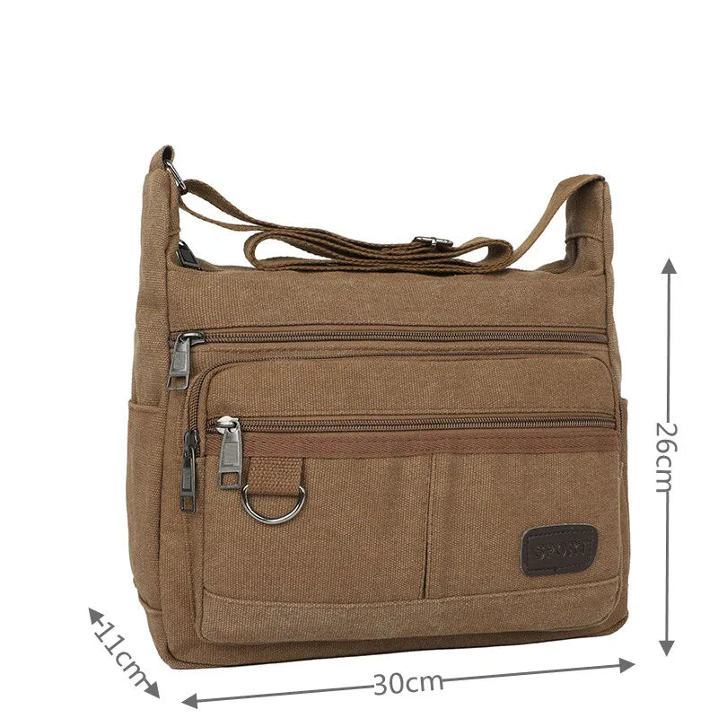 Men's Canvas Shoulder Bag Bag Casual Large Capacity Multi-pocket Handbag Messenger Bag Ladies Bolsa Feminina Sac Crossbody Bags