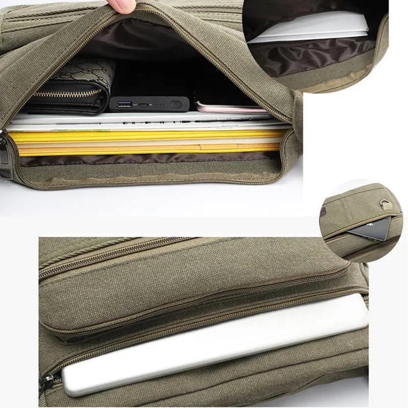 Men's Canvas Shoulder Bag Bag Casual Large Capacity Multi-pocket Handbag Messenger Bag Ladies Bolsa Feminina Sac Crossbody Bags