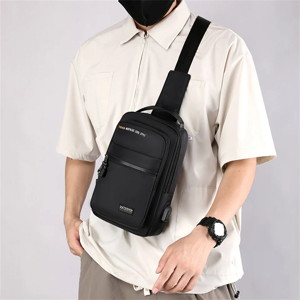 Men's Casual Versatile Nylon Chest Pack Large-capacity Waterproof Men Fashion Shoulder Bags Man Motion Chest Crossbody Bags