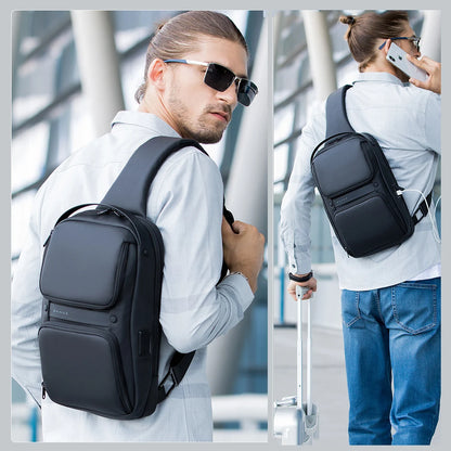 Men's Chest Bag Pack Casual Crossbody Bags Male USB Charging Shoulder Bag Oxford Messenger Bag Waterproof Large Capacity Bag