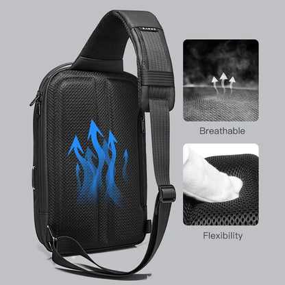 Men's Chest Bag Pack Casual Crossbody Bags Male USB Charging Shoulder Bag Oxford Messenger Bag Waterproof Large Capacity Bag