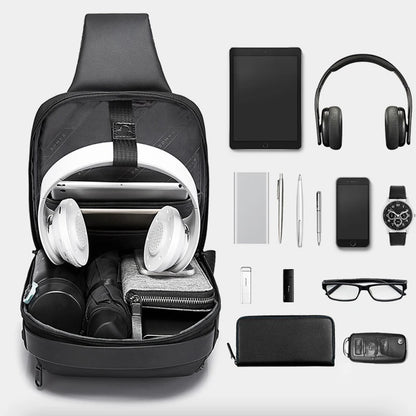 Men's Chest Bag Pack Casual Crossbody Bags Male USB Charging Shoulder Bag Oxford Messenger Bag Waterproof Large Capacity Bag