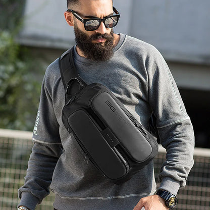 Men's Chest Pack Casual Crossbody Bags Male USB Charging Shoulder Bag Oxford Messenger Bag Waterproof Large Capacity Chest Bag