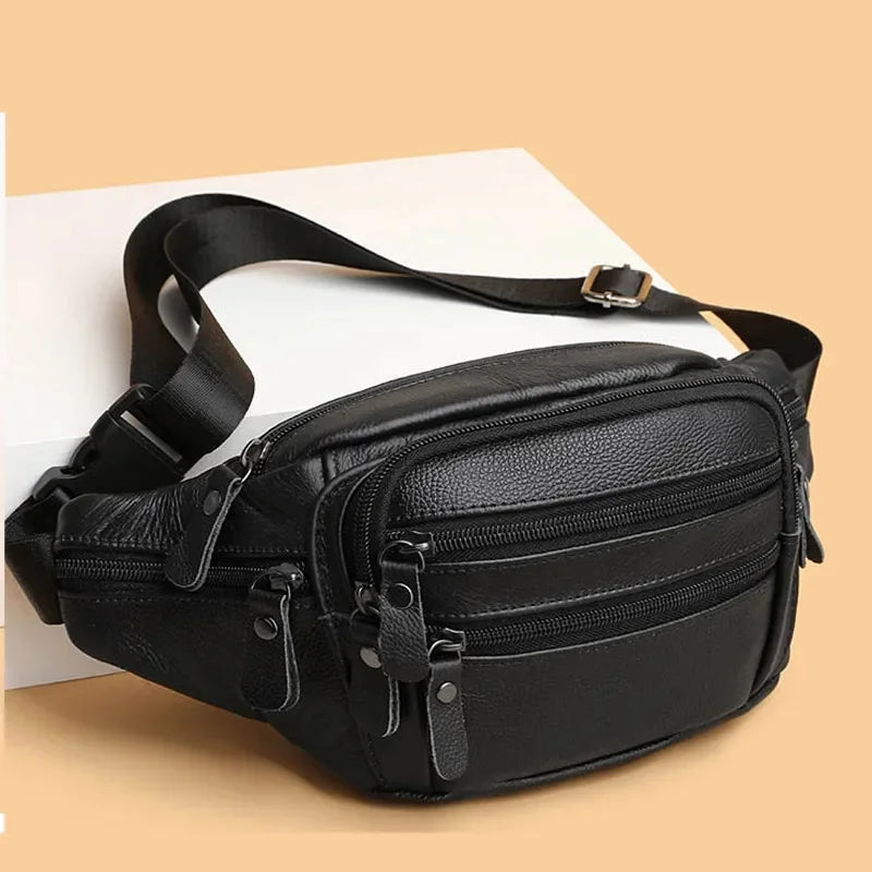 Men's Chest s Crossbody Shoulder Man Male Leather Waist Pack Sling Bag For Outdoor Sports Belt Pouch Small