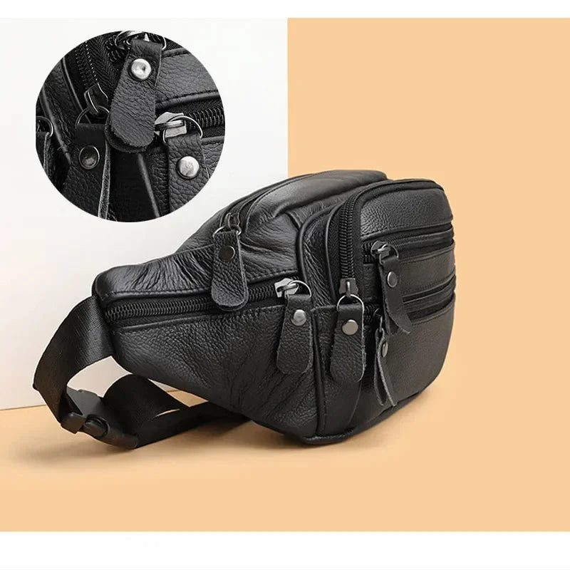 Men's Chest s Crossbody Shoulder Man Male Leather Waist Pack Sling Bag For Outdoor Sports Belt Pouch Small